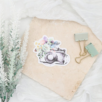 Camera With Strap Vinyl Sticker with Various Colors Floral Design Click Pretty Boutique Photography