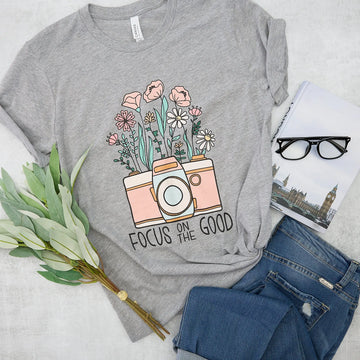 Focus on the Good Light Heather Gray Graphic Tee Click Pretty Boutique Photography